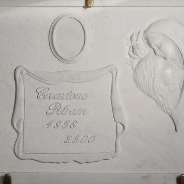 Lapide Scultorea Cuore con Cristo e Madonna